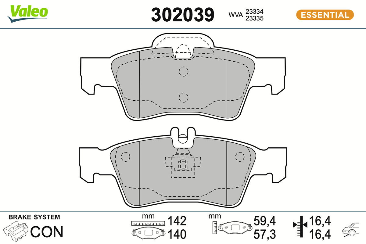 Jeu de 4 plaquettes de frein VALEO ref. 302039